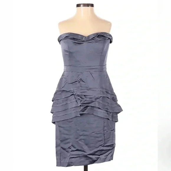 BCBGMAXAZRIA | Aurelia Strapless Tiered Satin Dres Dewberry Size 4 Small S - Picture 2 of 3